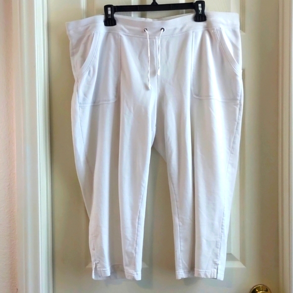 Xl White Stag Cotton Capris W Pockets 